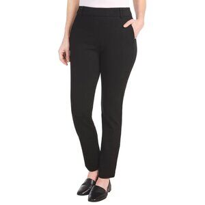 Hilary Radley Women's M Pull-On Slim Leg Pants Tummy Control Mid Black n1233